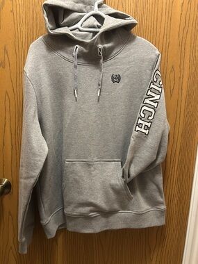 Cinch Light Gray Pullover Hoodie with Sleeve Logo